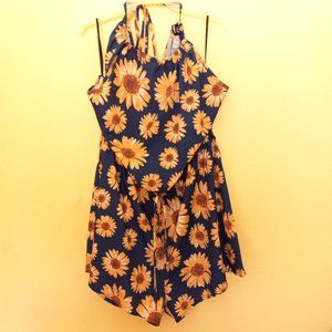 Sunflower Print Halterneck Romper Size 3XL
